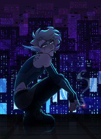 Fully shaded normal style full-body with complex background